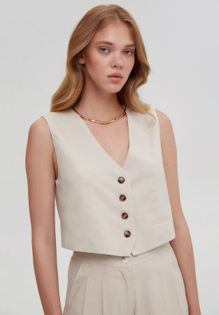 Жилет зі змішаного льону світлий беж